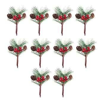 クリスマス ミニ人工松ぼっくり レッドベリー 人工松ピック 飾り 造花 Amazon.co.jp: 赤い実 フェイクベリー クリスマスツリー